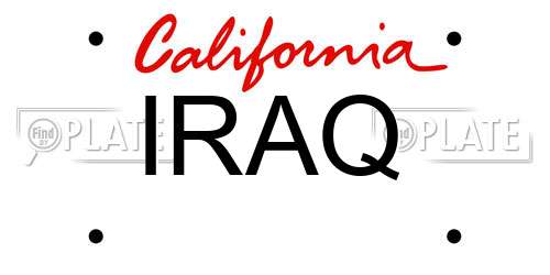 IRAQ California License Plate