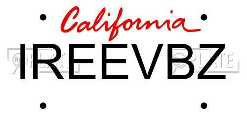IREEVBZ California License Plate