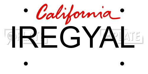 IREGYAL California License Plate