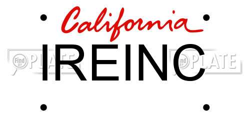 IREINC California License Plate