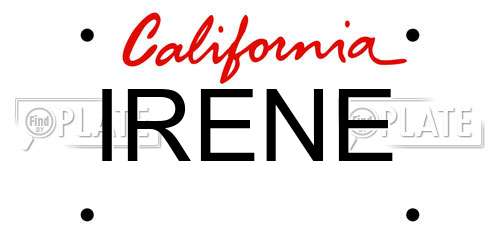 IRENE California License Plate