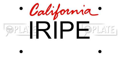 IRIPE California License Plate