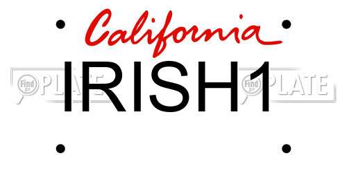 IRISH1 California License Plate