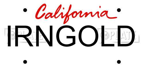 IRNGOLD California License Plate