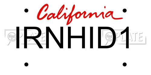 IRNHID1 California License Plate