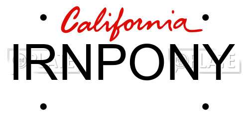 IRNPONY California License Plate