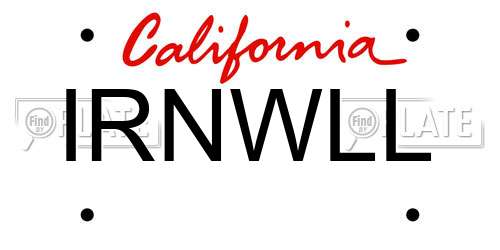 IRNWLL California License Plate