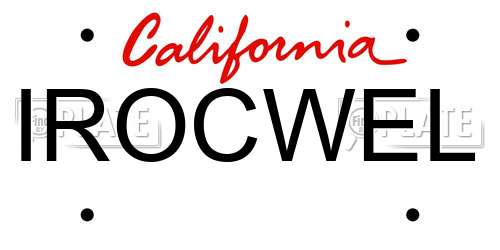 IROCWEL California License Plate