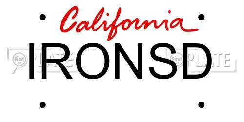 IRONSD California License Plate