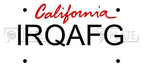 IRQAFG California License Plate