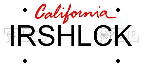 IRSHLCK California License Plate