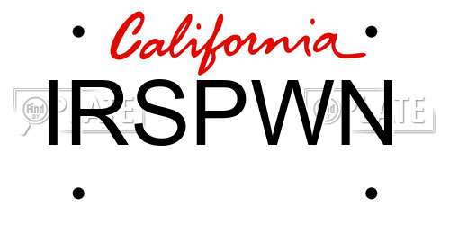 IRSPWN California License Plate