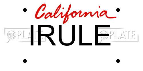 IRULE California License Plate