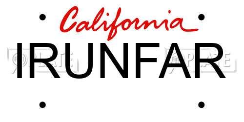 IRUNFAR California License Plate