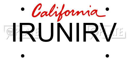 IRUNIRV California License Plate