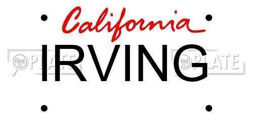 IRVING California License Plate