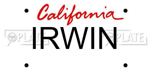 IRWIN California License Plate