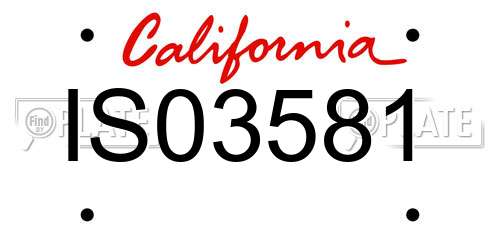 IS03581 California License Plate