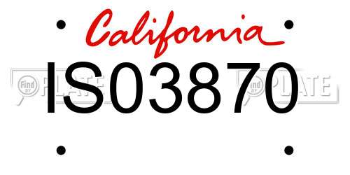 IS03870 California License Plate