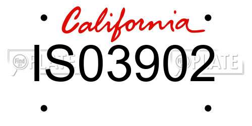 IS03902 California License Plate