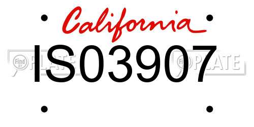 IS03907 California License Plate
