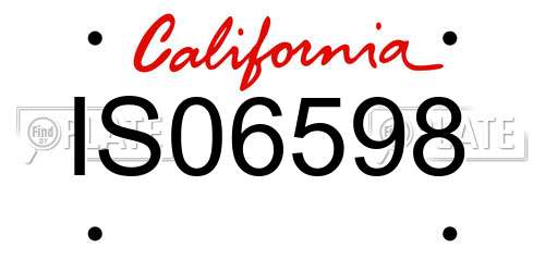 IS06598 California License Plate
