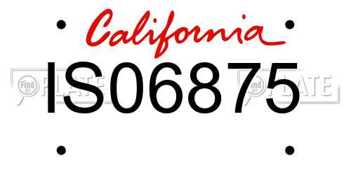 IS06875 California License Plate