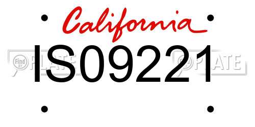IS09221 California License Plate