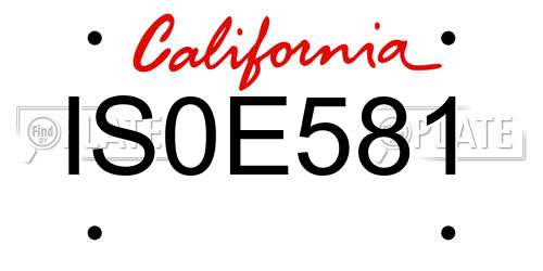 IS0E581 California License Plate