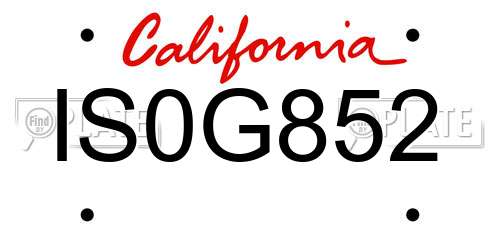 IS0G852 California License Plate