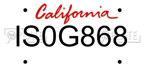 IS0G868 California License Plate