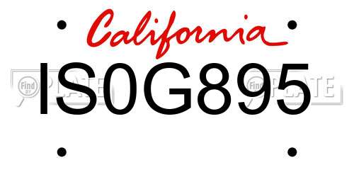 IS0G895 California License Plate