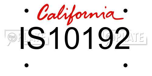 IS10192 California License Plate