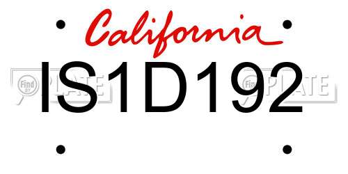 IS1D192 California License Plate