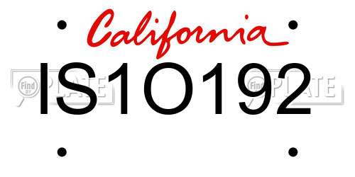 IS1O192 California License Plate