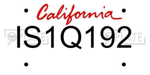 IS1Q192 California License Plate