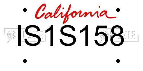IS1S158 California License Plate