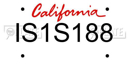 IS1S188 California License Plate