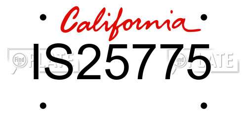 IS25775 California License Plate