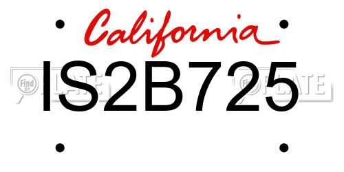 IS2B725 California License Plate