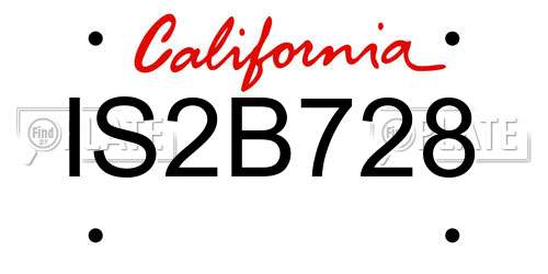 IS2B728 California License Plate