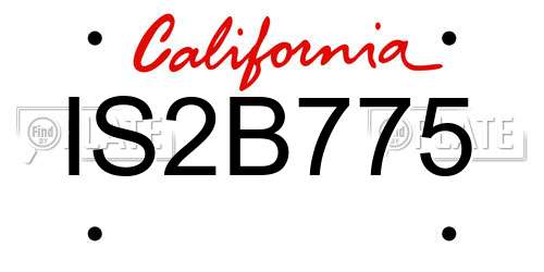 IS2B775 California License Plate
