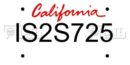IS2S725 California License Plate
