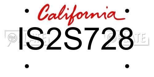 IS2S728 California License Plate