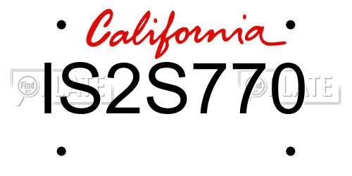IS2S770 California License Plate