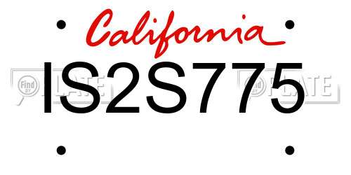 IS2S775 California License Plate