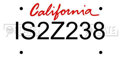 IS2Z238 California License Plate