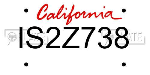 IS2Z738 California License Plate