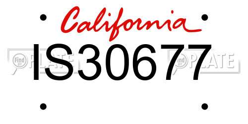 IS30677 California License Plate