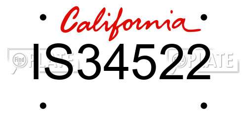 IS34522 California License Plate